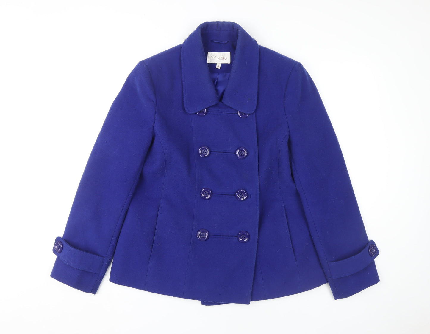 Style by EWM Women's Blue Pea Coat Size 16