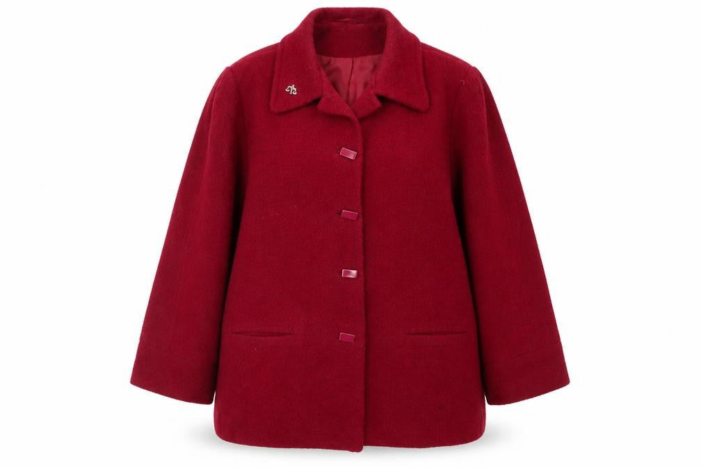 Eastex Women's Red Overcoat, Size 18, Wool Blend, Buttoned