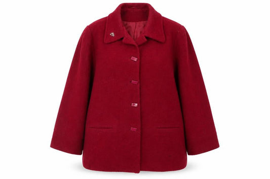 Eastex Women's Red Overcoat, Size 18, Wool Blend, Buttoned