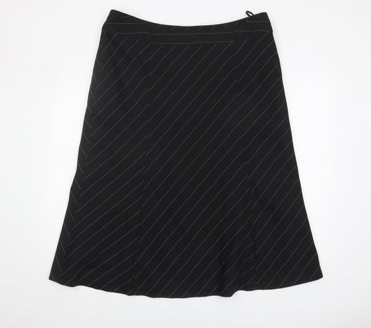 Wardrobe Women's Black Striped A-Line Midi Skirt