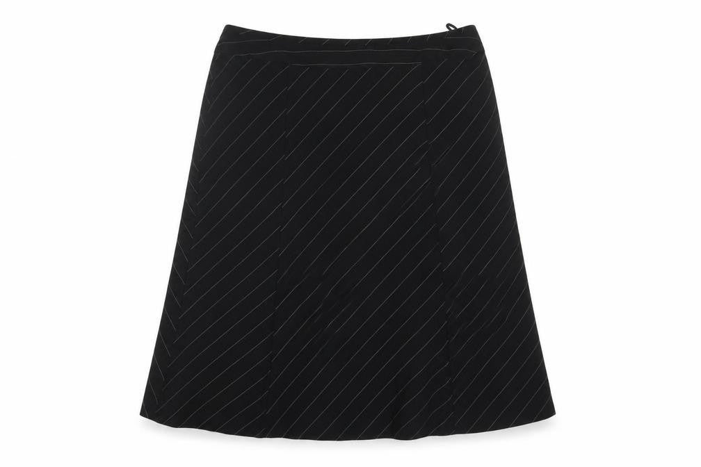 Wardrobe Women's Black Striped A-Line Midi Skirt