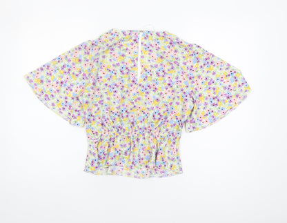 Back view of Miss Selfridge Women's Multicoloured Floral Blouse, size 10
