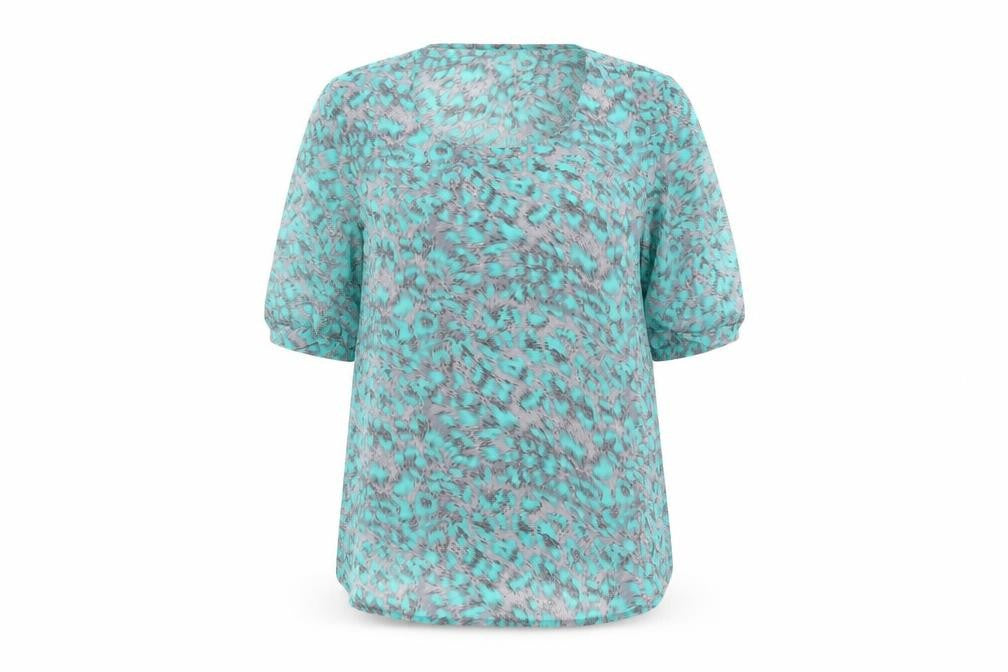Vila Women's Blue Animal Print Blouse, Size M