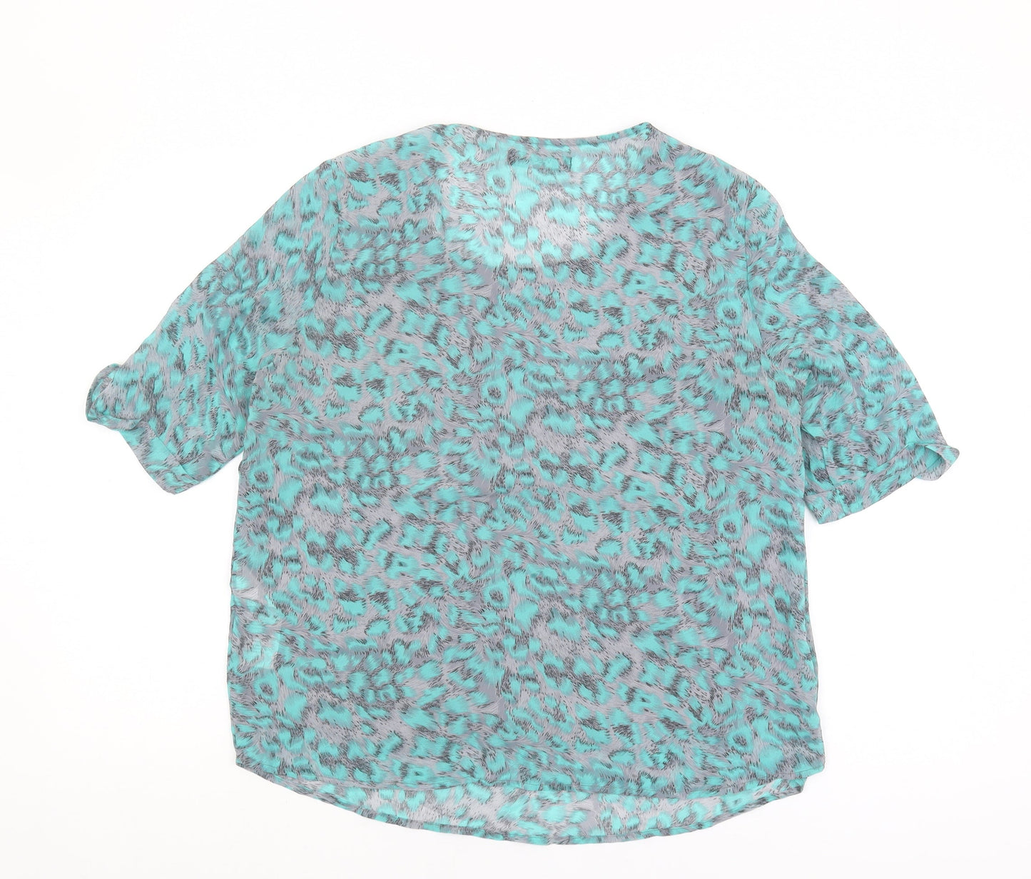 Vila Women's Blue Animal Print Blouse, Size M