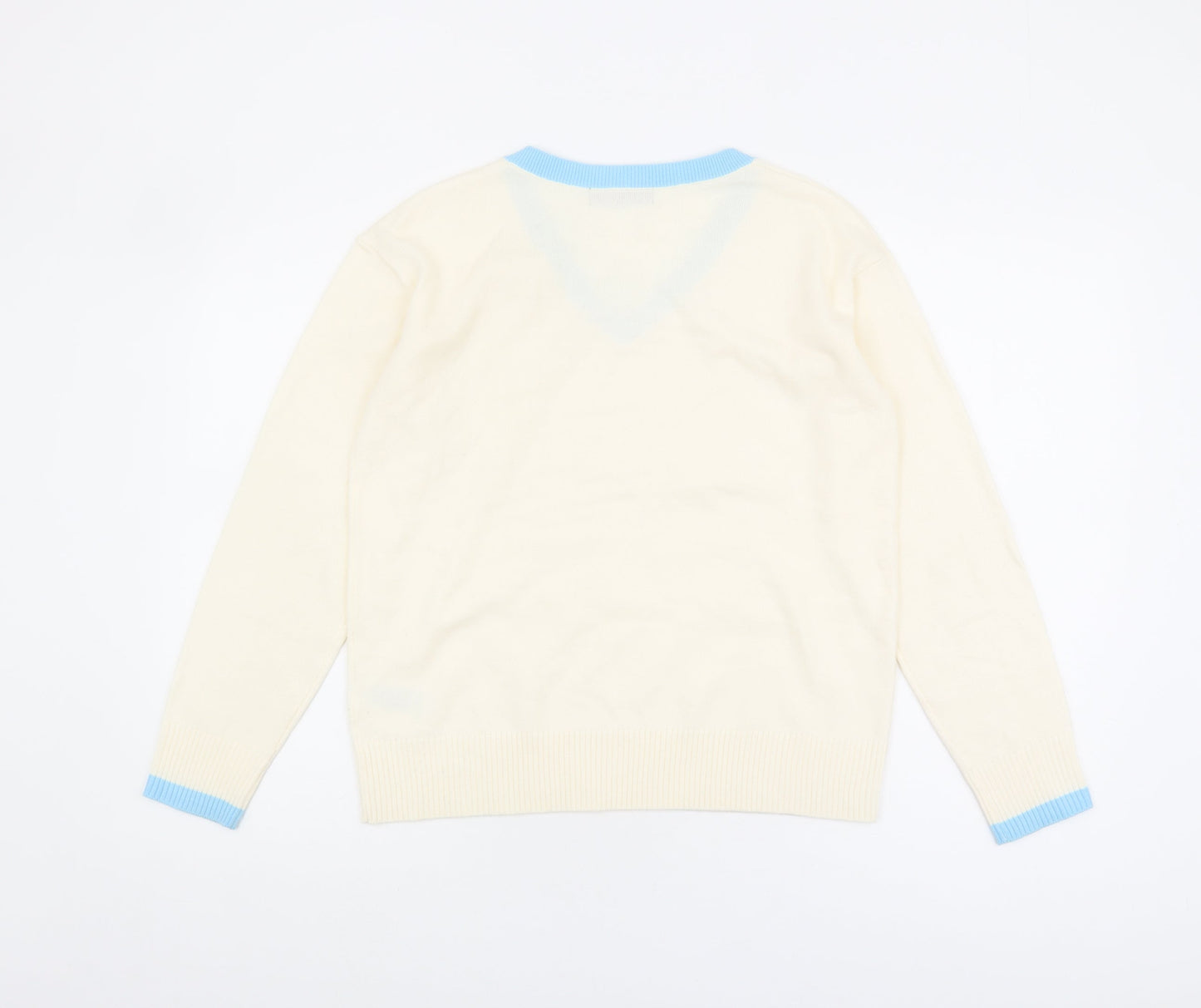 Marks and Spencer Women's White V-Neck Pullover Jumper