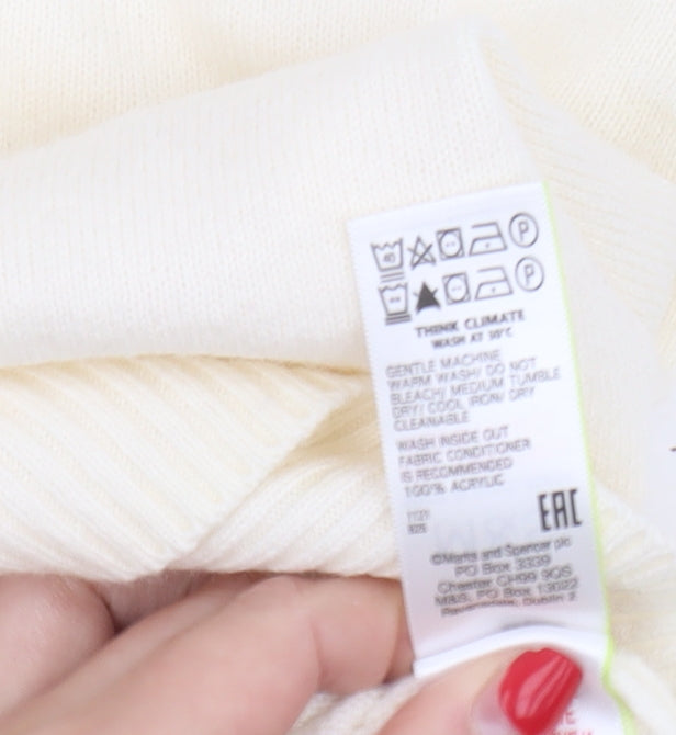 Marks and Spencer Women's White V-Neck Pullover Jumper