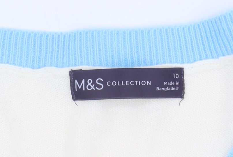 Marks and Spencer Women's White V-Neck Pullover Jumper