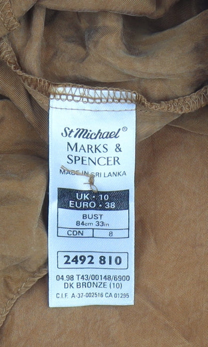 Marks & Spencer Women's Brown Blouse, Size 10, Classic Vintage