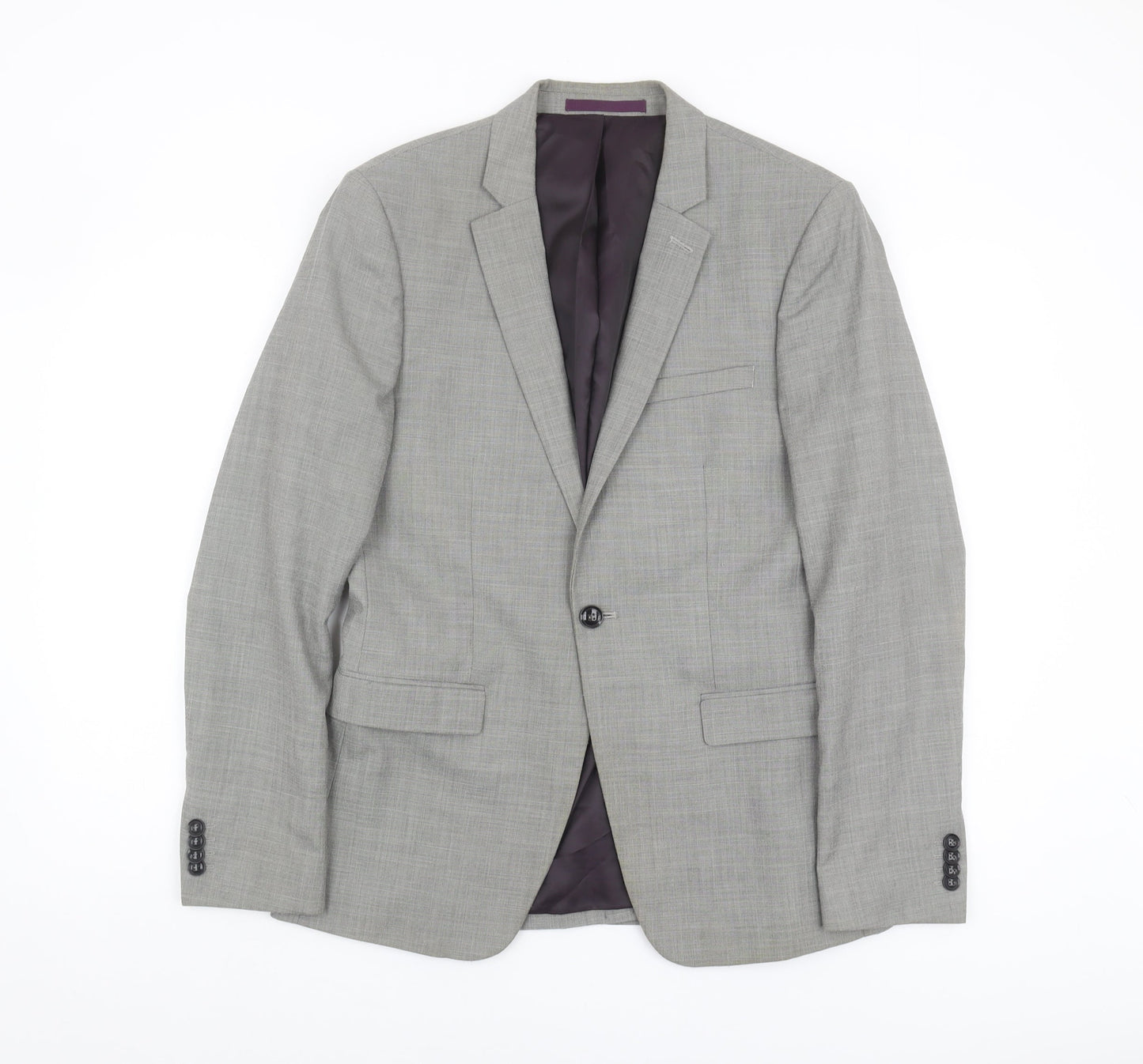 Topman Grey Slim Fit Men's Blazer, 38R, Formal Jacket