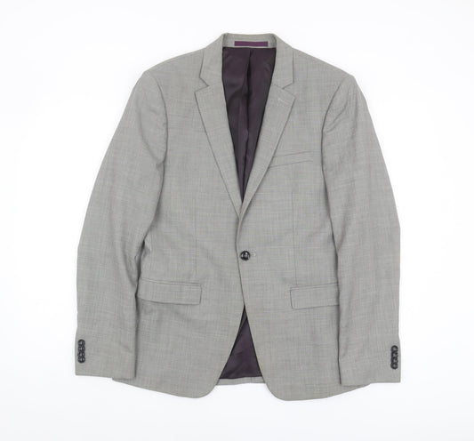 Topman Grey Slim Fit Men's Blazer, 38R, Formal Jacket