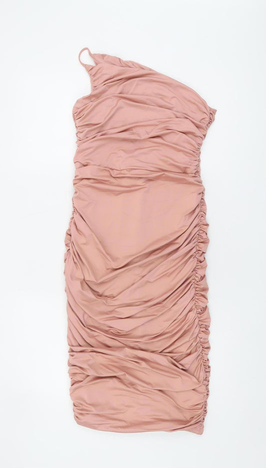 Lipsy Women’s Pink Ruched Dress Size 12