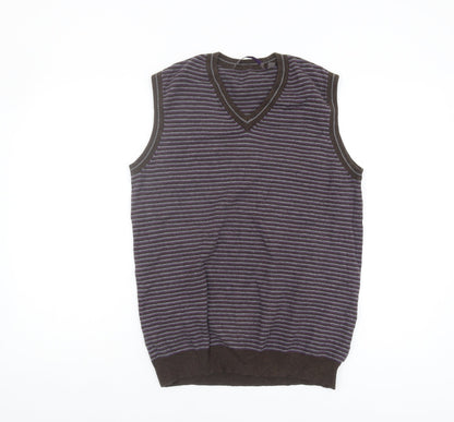 Preloved Ted Baker Men's Multicoloured Striped Vest Jumper - Front
