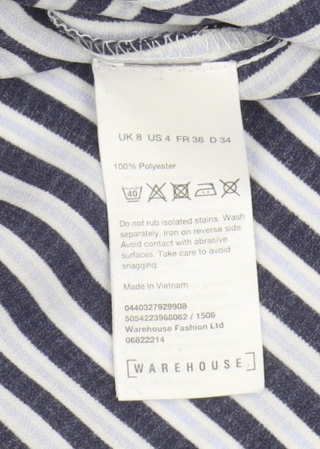 Warehouse Women's Striped Balloon Sleeve Blouse, Size 8