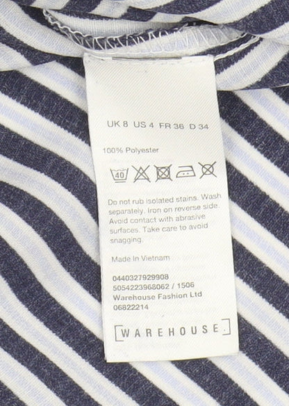 Warehouse Women's Striped Balloon Sleeve Blouse, Size 8