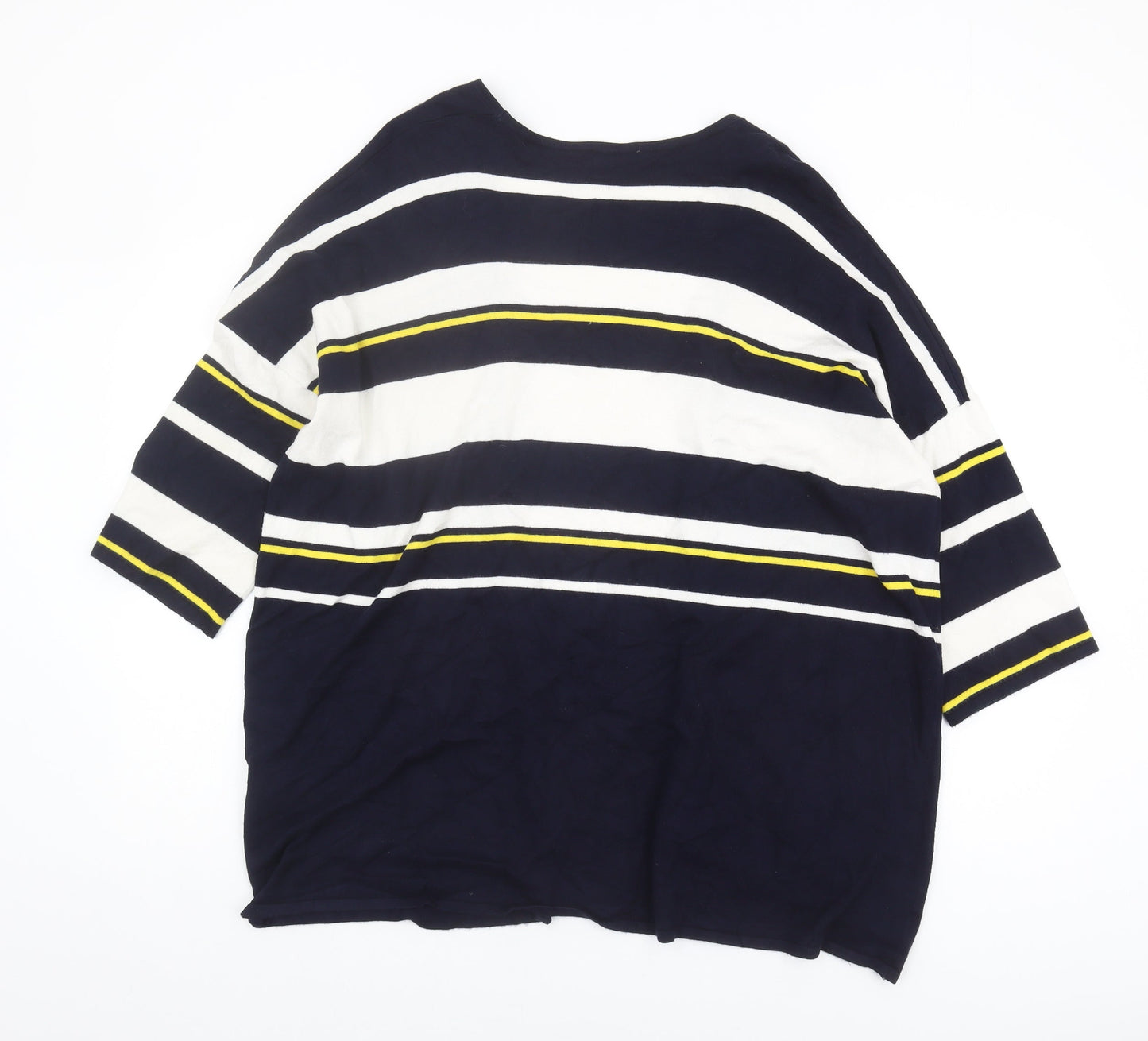 Warehouse Women's Blue Striped Open Front Cardigan Size 12