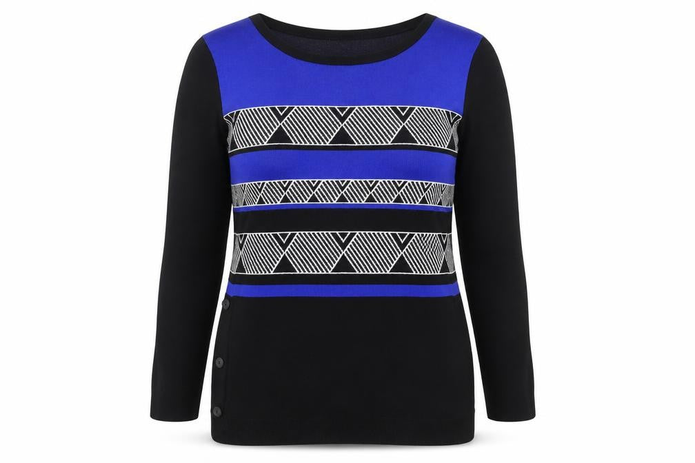 Principles Women’s Black Geometric Pullover Jumper Size 16