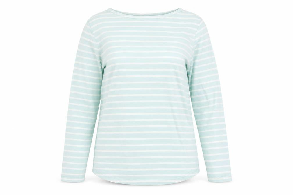 Lakeland Women's Blue Striped Basic T-Shirt, Size S