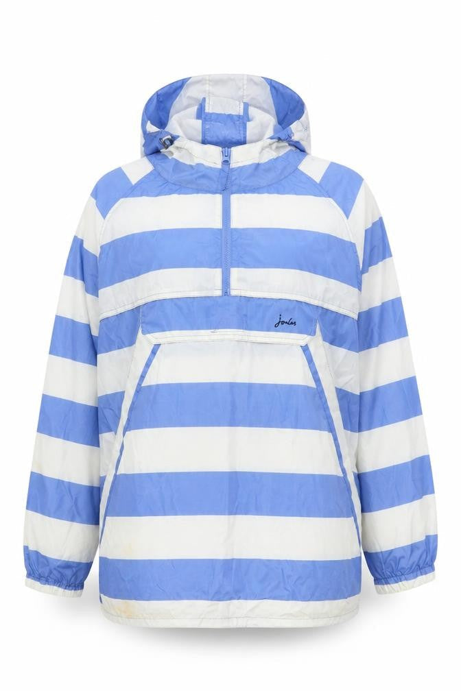 Joules Women's Blue Striped Anorak Jacket Size 12