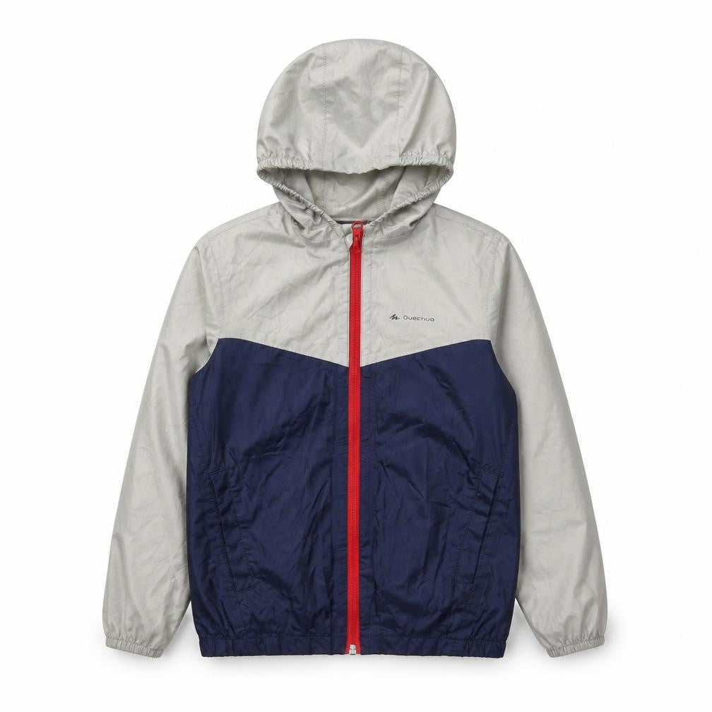 Decathlon Boys Blue Grey Windbreaker Jacket 8 Years Hooded
