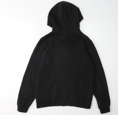 Back view of Puma boys’ black hoodie pullover, size 13, graphic logo