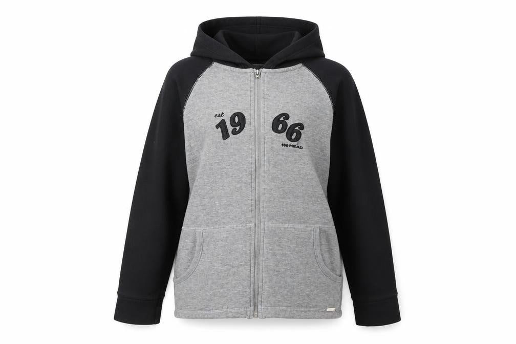 Head Unisex Hoodie Grey Black Full Zip Logo Sports