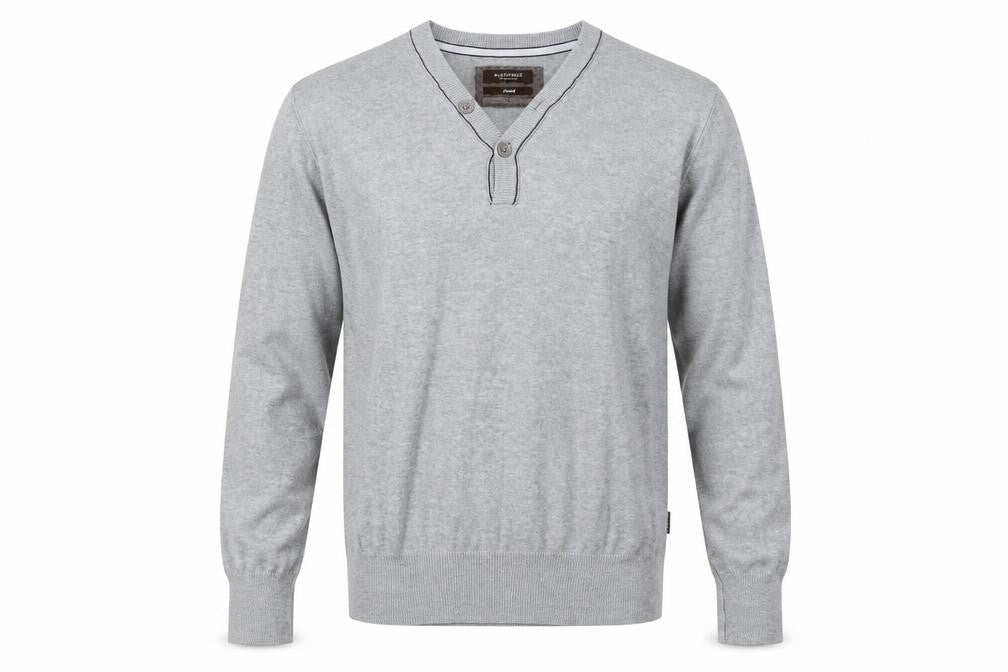 St. George by Duffer Men's Grey Henley Jumper Size S