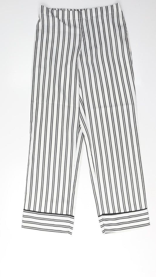 Jasper Conran Women's White Striped Cropped Trousers Size 8