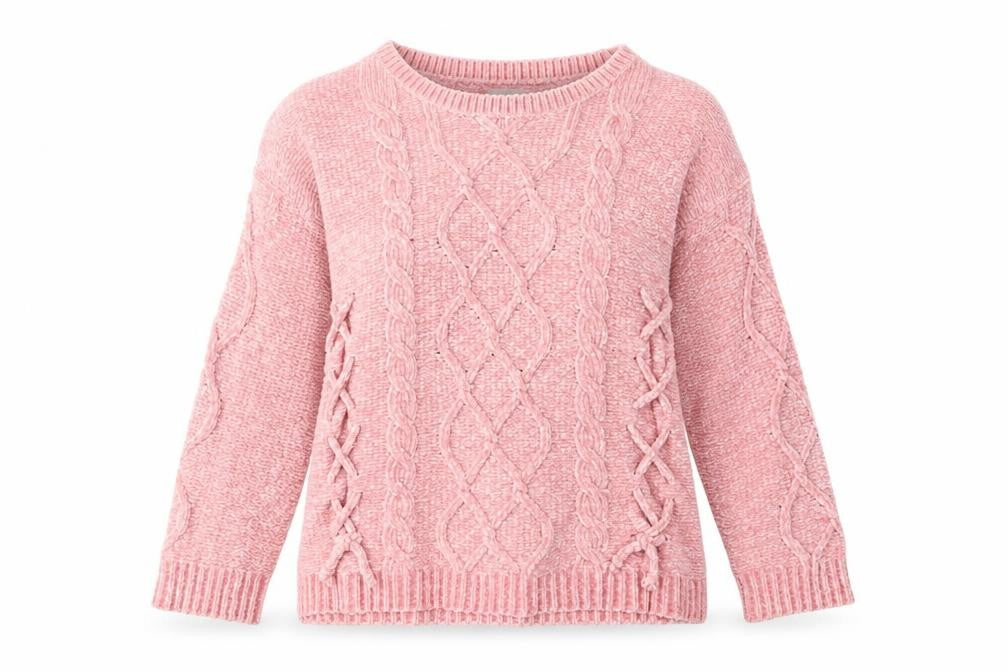 Tokyo Laundry Women's Pink Cable-Knit Pullover M