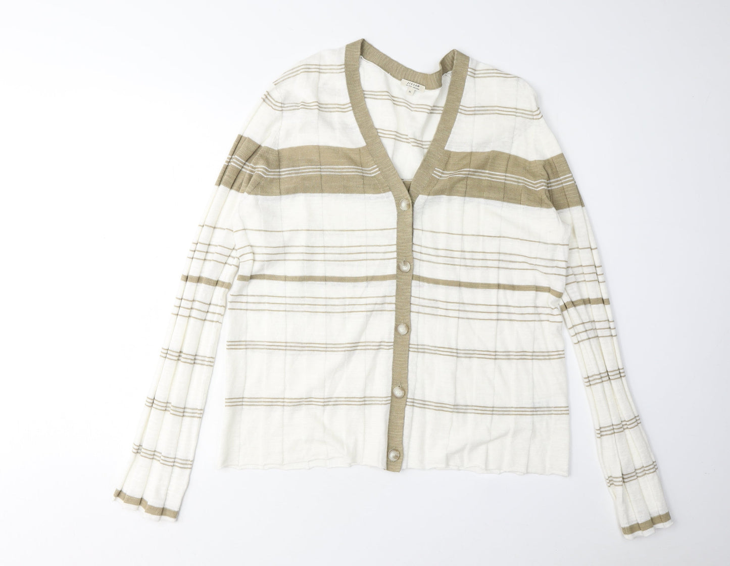 Jigsaw Women's Multicoloured Striped Linen Cardigan XL