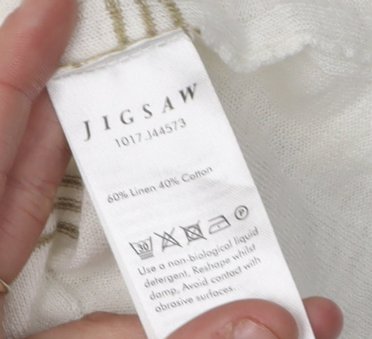 Jigsaw Women's Multicoloured Striped Linen Cardigan XL