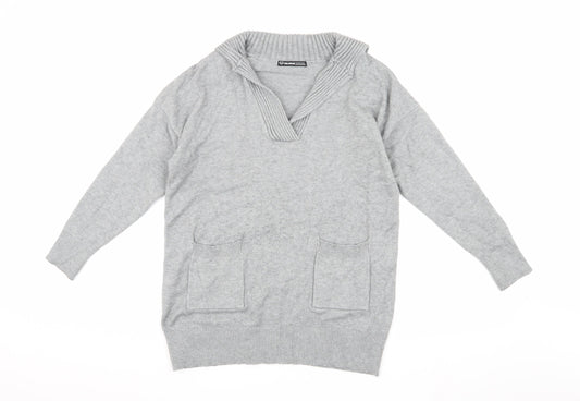 Threadbare Women's Grey Acrylic Knit Pullover Jumper, Size 6