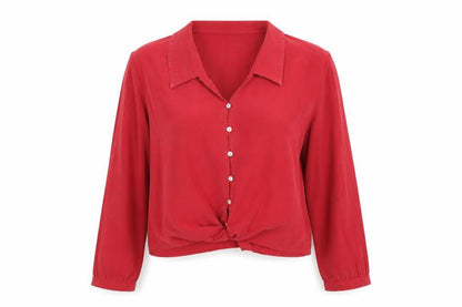 Zara Women's Red Button-Up Shirt Size 10
