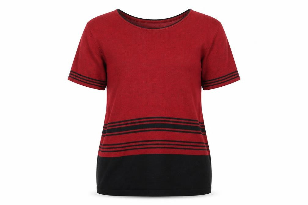 Berkertex Women's Red Striped T-Shirt Size 22