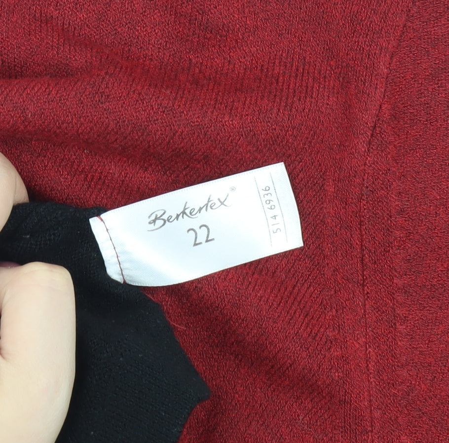 Berkertex Women's Red Striped T-Shirt Size 22