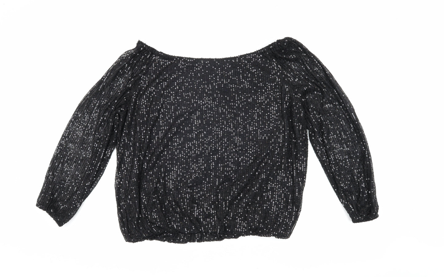 QED London Women's Black Sequin Off Shoulder Blouse