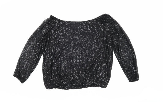 QED London Women's Black Sequin Off Shoulder Blouse