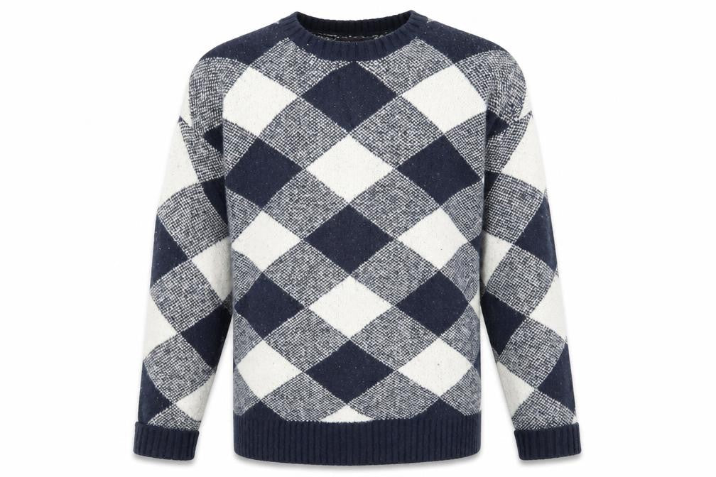 Marks & Spencer Men's Blue Argyle Pullover Jumper Size L