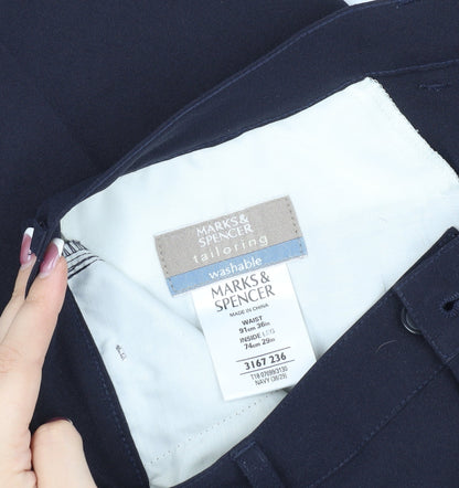 Marks & Spencer Men's Blue Dress Pants, Size L, Regular Fit