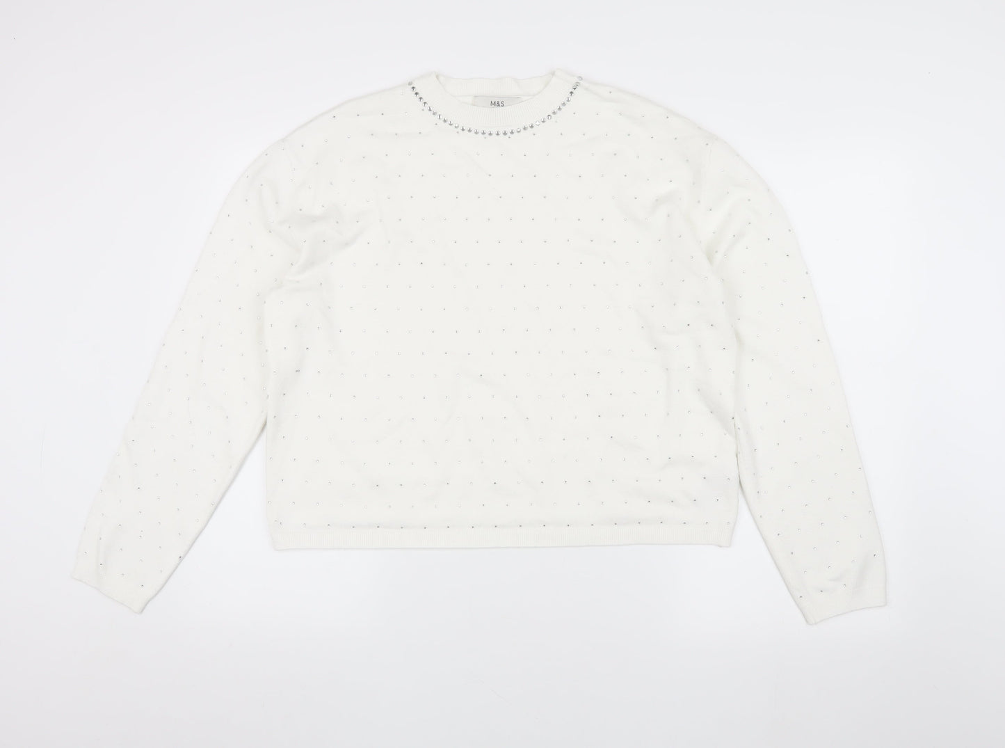 Marks and Spencer Women's White Pullover Jumper L