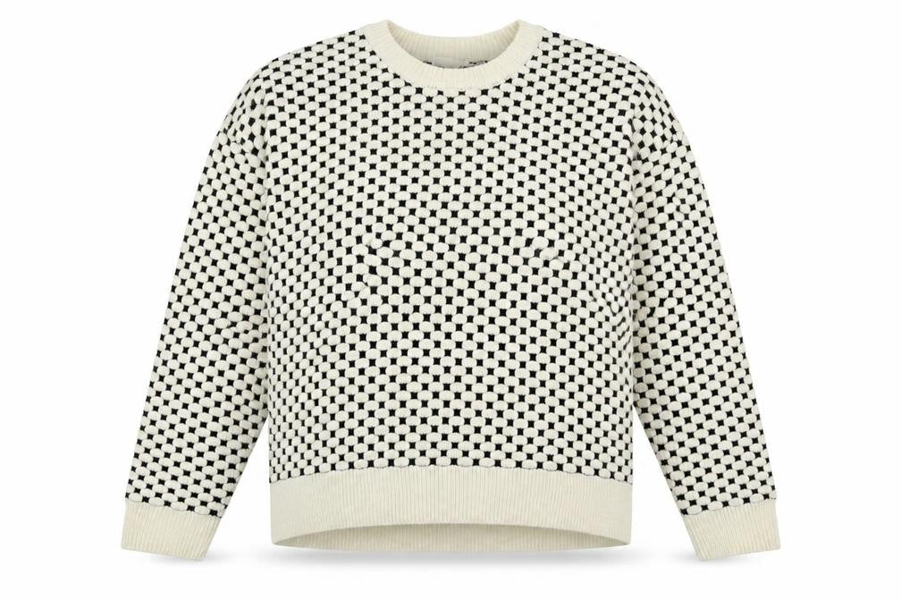 H&M Women's White Geometric Pullover Jumper Size S