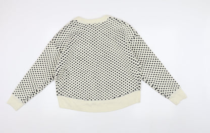 H&M Women's White Geometric Pullover Jumper Size S