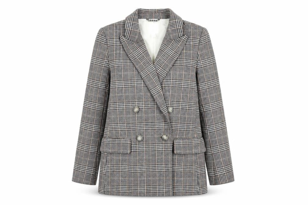 H&M Women's Multicoloured Plaid Blazer, Size 6
