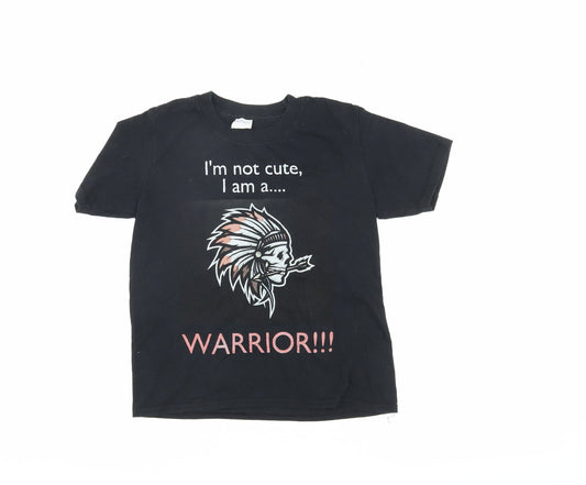 Gildan Unisex Kids Black Graphic T-Shirt 7-8 Years