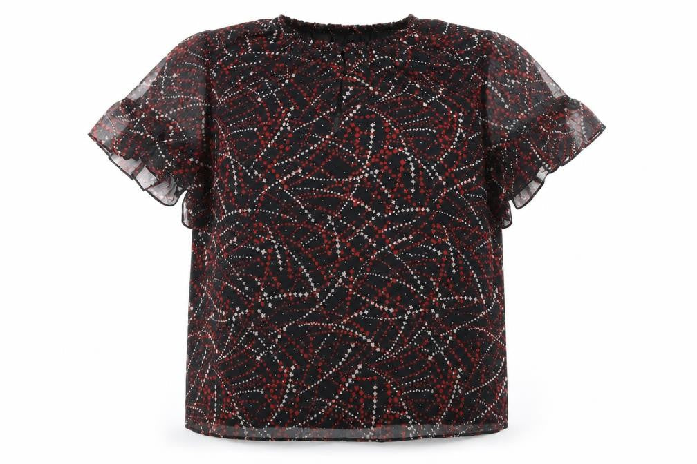 Whistles Women's Black Geometric Blouse Size 14