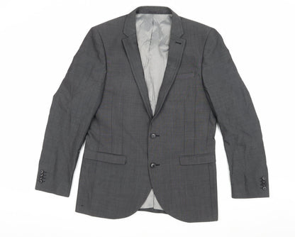 Next Men's Grey Two-Button Blazer 40R