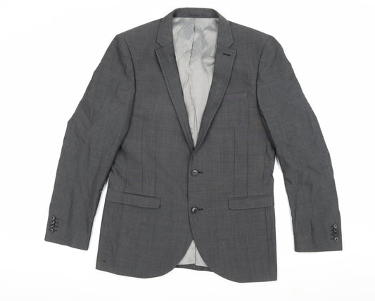 Next Men's Grey Two-Button Blazer 40R