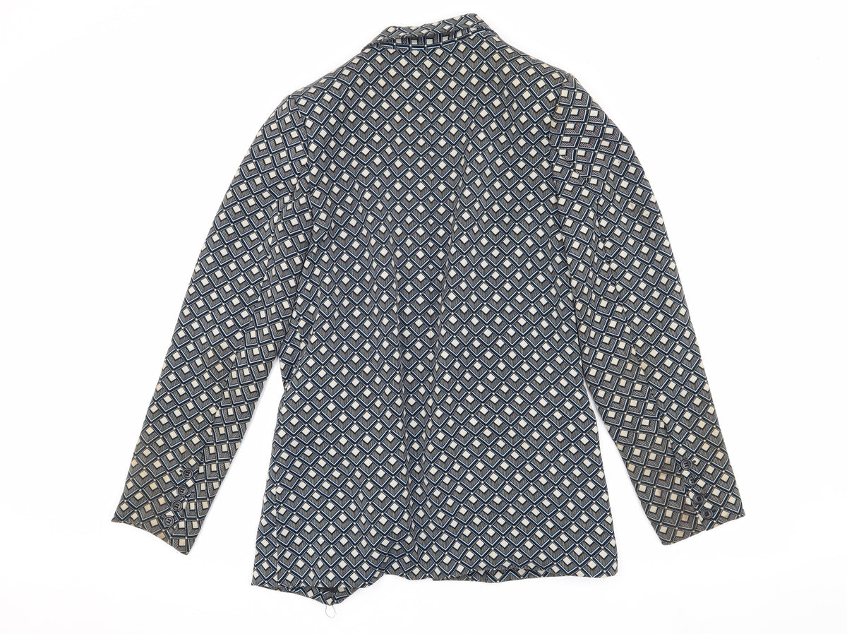 Warehouse Women's Blue Geometric Suit Jacket Size 10
