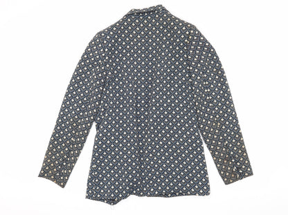 Warehouse Women's Blue Geometric Suit Jacket Size 10