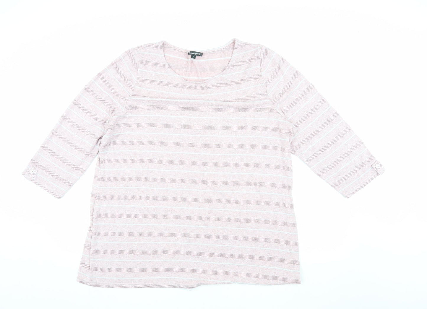 Bonmarché Women's Pink Striped Pullover Jumper 20