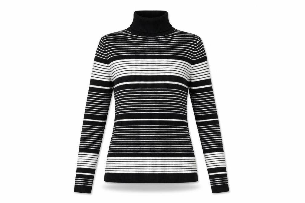 Topshop Women's Black & White Jersey Roll Neck Top